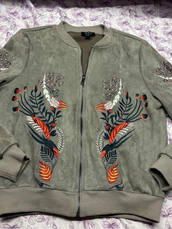 privy Jackets & Blazers - 🌈privy Suede Embroidered Bomber Jacket